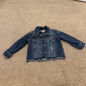 Blue Classic Jean Jacket with Distressed Details